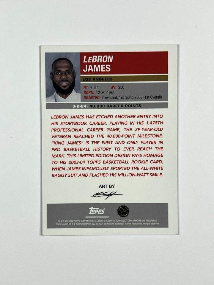 202324 TOPPS CHROME LEBRON JAMES TIME MACHINE SSP GOLD /50 See