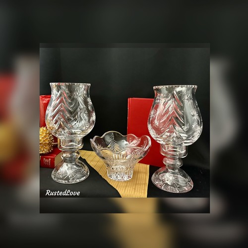 Christmas Hurricane Candle Holders with Christmas Trinket Bowl Glass Set of 3 * - Picture 10 of 10