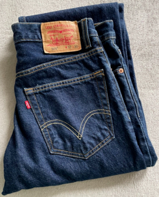 Levis 505 Men's Regular Fit Straight Leg Denim Blue Jeans 32 x 30