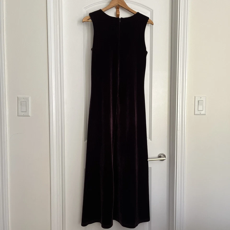 Maxi Vestido Largo Vintage Talla 16 (M) Jessica Terciopelo Púrpura Lazos Caprichoso Años 60 Foto 3 de 4