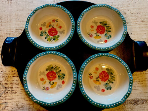Pioneer Woman Vintage Blooming Bouquet 5" Mini Pie Dessert Bowls Set of 4 - Picture 2 of 13