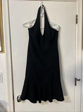 Chaps  Dress Size 6 Black Halter Party Cocktail Ruflle Hem Babydoll Lined