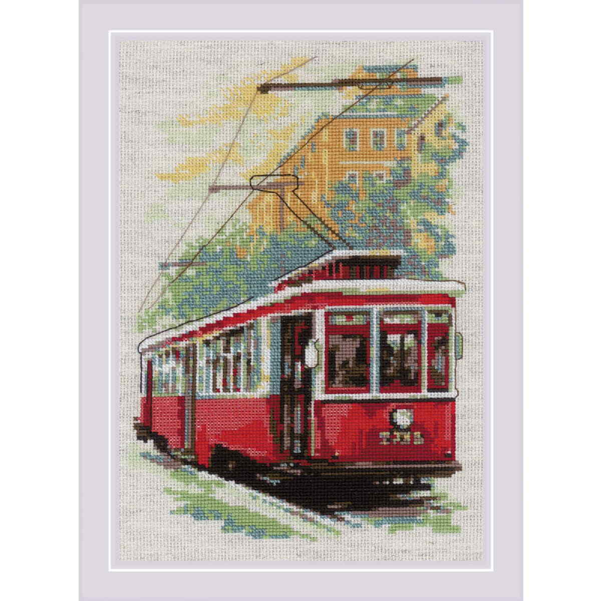 Riolis counted cross stitch kit ""Old Tram"", 21x30cm, DIY