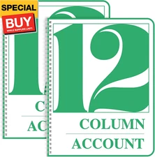 2 Pack Ledger Books Columnar Log Books Accounting Notebook for Business Bookkeep