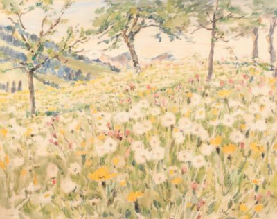 Meadow in Hindelang, watercolour by Curt WITTENBECHER