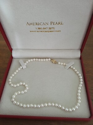 American Pearl True AAA White Akoya Pearl x 6mm necklace 18