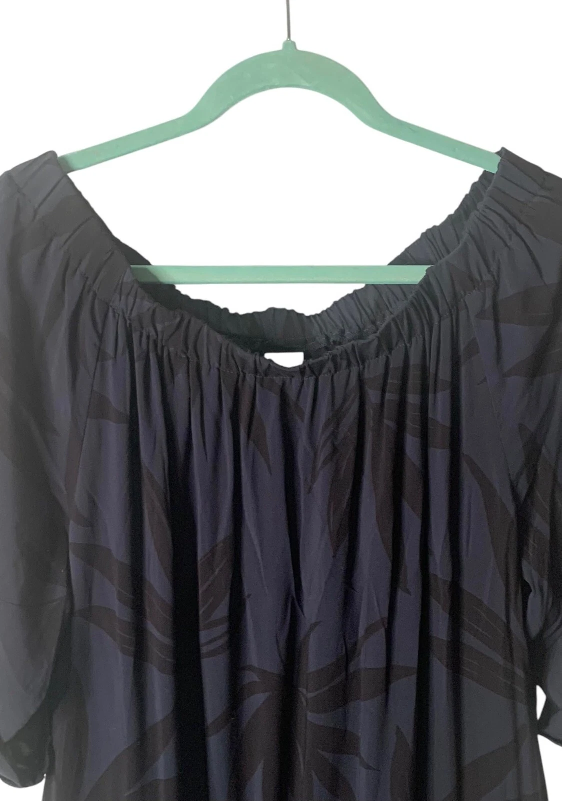 lole midnight black jamie leaf print off-the-shoulder 