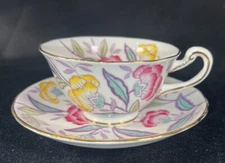 Vintage MUM FLORAL TEA CUP & SAUCER 4190A BY ROYAL CHELSEA EUC