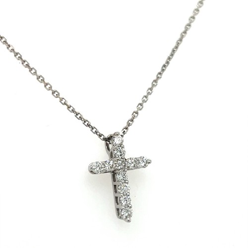 14 Karat Weißgold Kreuz Anhänger 0,29 Karat runde Diamanten - Bild 2 von 5
