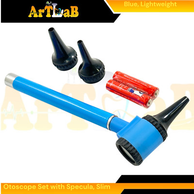 ENT Examination Otoscope, Lightweight, Blue Color, Slim Handle + Specula (1 Ct)