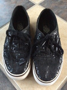 sequin vans black