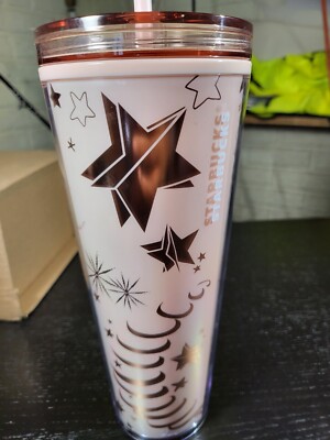   Starbucks 2023 Holiday Rose Gold & Pink Stars & Moon - Decorate Lid Tumbler