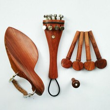 4/4 Violin Rose Wood Fitting Tailpiece Chinrest Pegs 4 Silver Color Frine Tuner