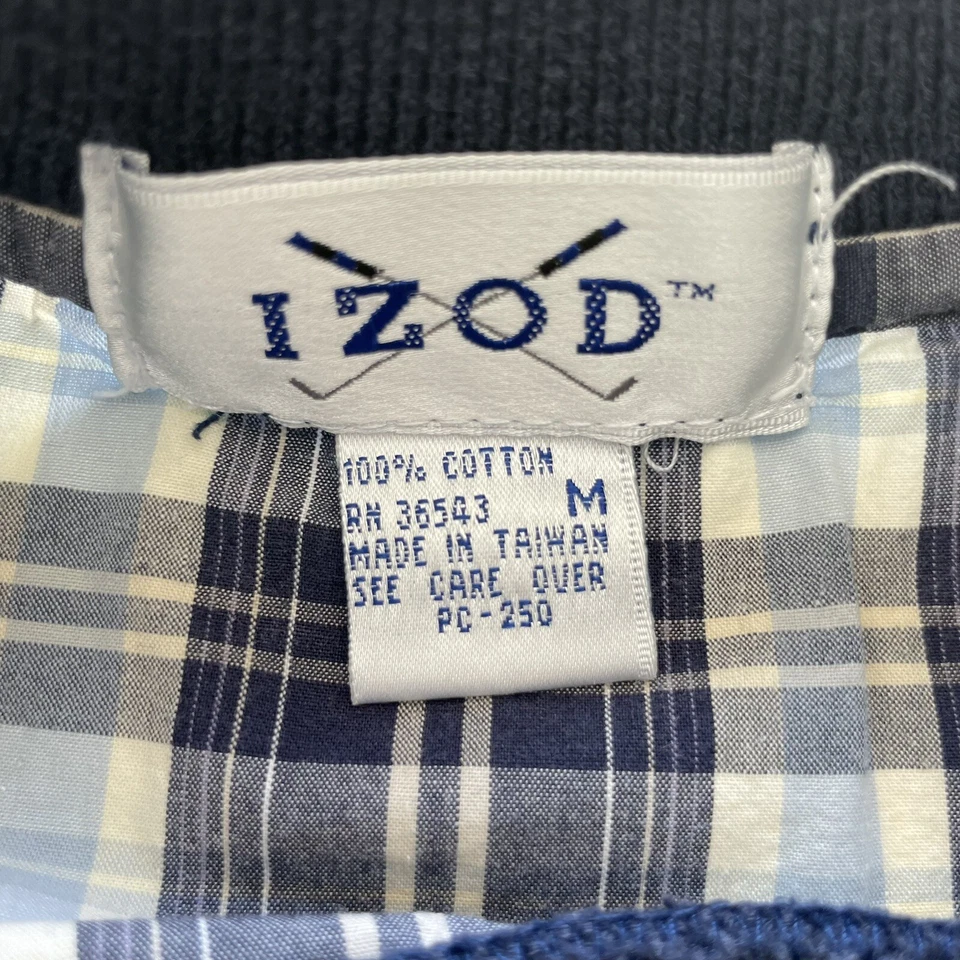 Pullover de golf vintage Izod cortavientos para hombre mediano cuello redondo años 90 con bolsillos Foto 2 de 4