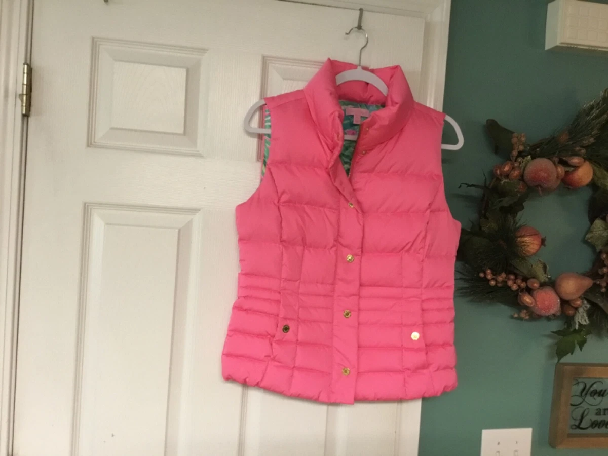 RARE Lilly Pulitzer Isabelle DOWN Puffer Pink Vest Size Medium