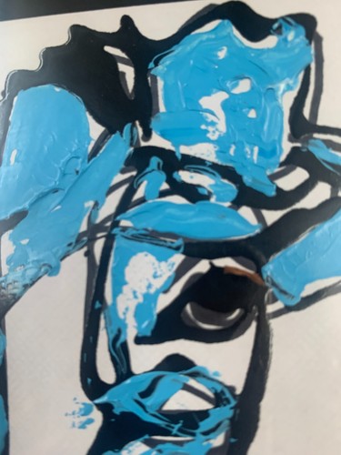 Anthony Eve Kemp Original Ink on Paper Blue Woman Framed under glass 11" x 6" - Picture 2 of 24