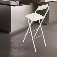 White Foldable Bar Chair - Tall Folding Stool with 275.58 lbs Capacity