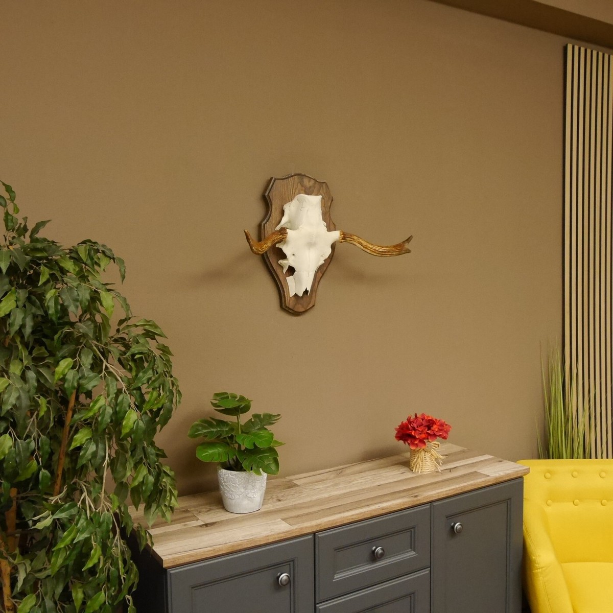 Tête d'élan en résine marron, style trophée de chasse L56cm | Décorations murales | Pier Import
