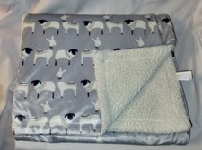 HB Hudson Baby Blanket Llama Alpaca Lamb Sheep White Gray Sherpa Back Minky