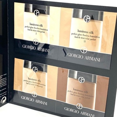 Giorgio Armani Luminous Silk Foundation 4 Shades Sample Card 4 x 0.13 fl oz