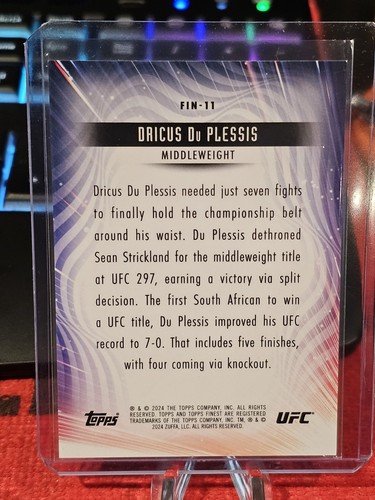 DRICUS Du PLESIS -2024 Topps Finest UFC Finishers rifrattore a scacchiera #FIN-11 - Foto 2 di 2