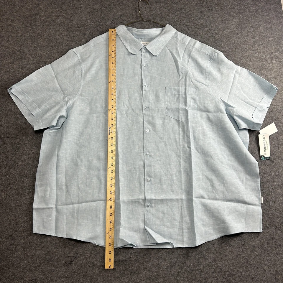 Cubavera Shirt Mens 4XL Blue Linen Blend Short Sleeve Button Up, Big & Tall - Image 2 of 4