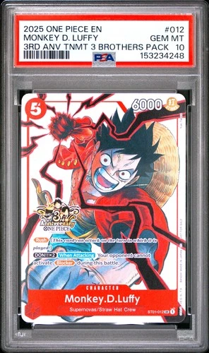 2025 ONE PIECE 3RD ANNIVERSARY TOURNAMENT 3 BROTHERS PACK MONKEY D. LUFFY PSA 10