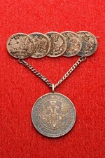 Russian Imperial Coin Brooch Pin 1857 25Kopeks + 5x 5Kopeks 1882/86
