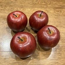 RED APPLES Fake Faux Fruit Prop Display Staging Art Lot Of 4 Excellent Condition