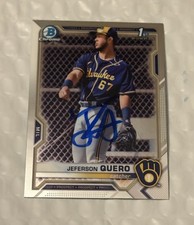 Jeferson Quero Signed 2021 1st Bowman Chrome #BCP181 RC Auto Milwaukee Brewers