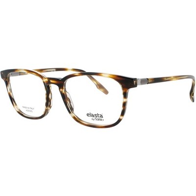 Elasta Men's Eyeglasses Square Striped Black/Brown Acetate Frame E 8002 KVI