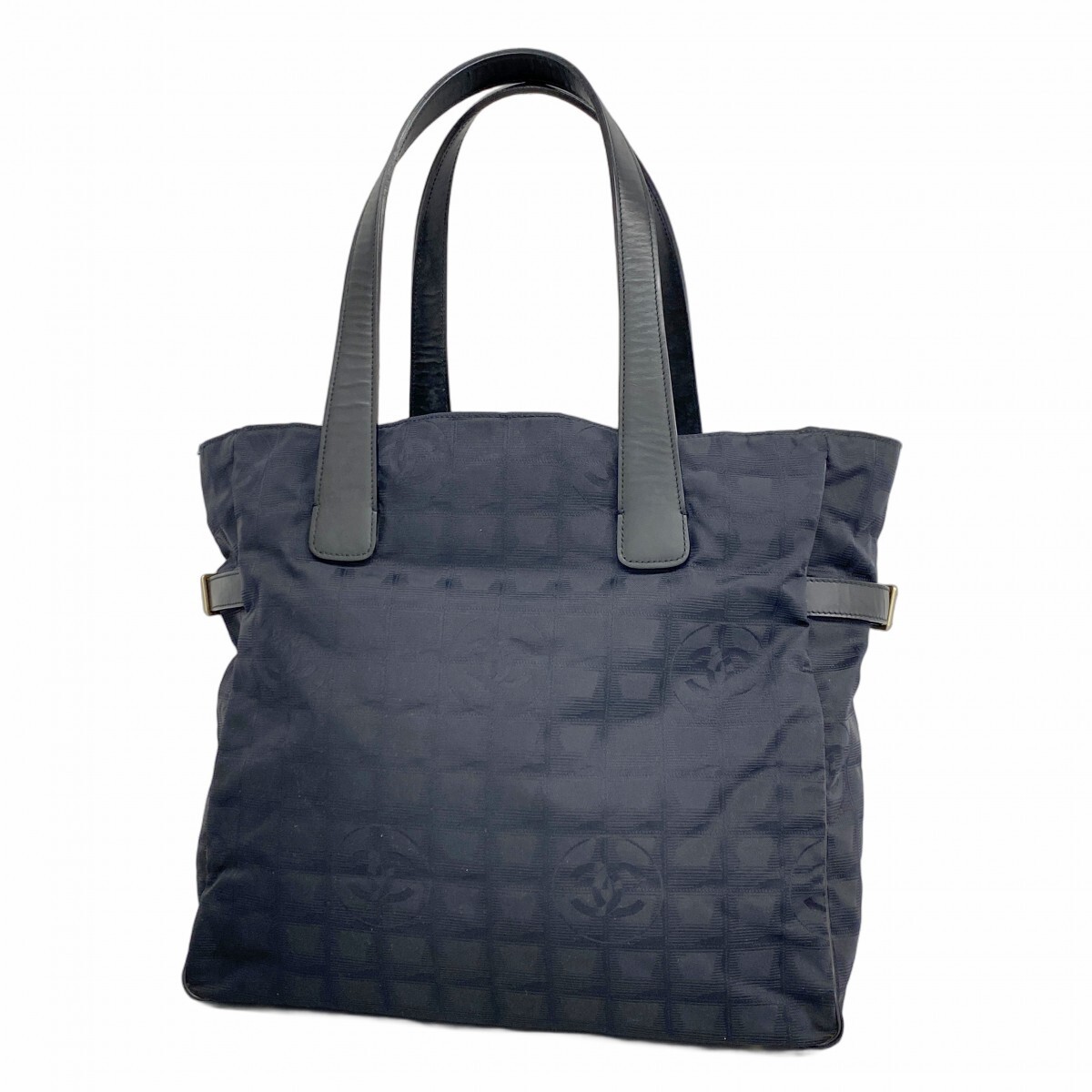 CHANEL 5GC3361 Black Nylon Travel Tote Bag Champagne Gold Hardware Pre-Owned