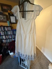 Lane Bryant size 16 Ruffles Sleeve with blue embroidered Eyelet White Dress