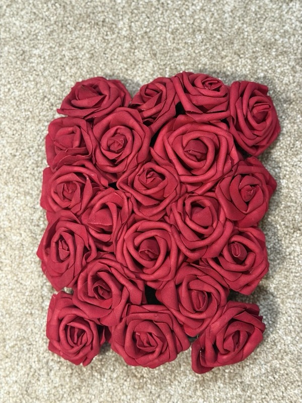 Handmade Artificial Foam Real Like Red Plush Rose Wall Backdrop 8”x10”
