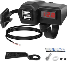XMSJSIY Motorcycle USB Charger 5V 3.1A Dual Phone Adapter Kit... 