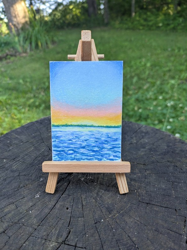 ACEO OriginalPainting Sunrise on Lake OOAK  abasicwitchscrafts 
