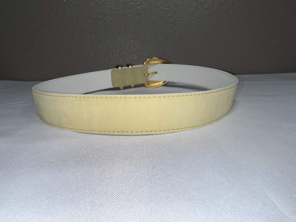Cinturón Escada Vintage Color Crema Cuero Nubuck Tono Dorado Hebilla Talla 36 Alemania Foto 4 de 4