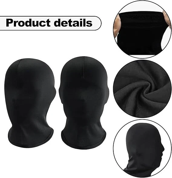 2 Stück Schwarze Maske Halloween Schwarz Vollgesichtsmaske Kostüm Gesichtslos - Bild 3 von 4