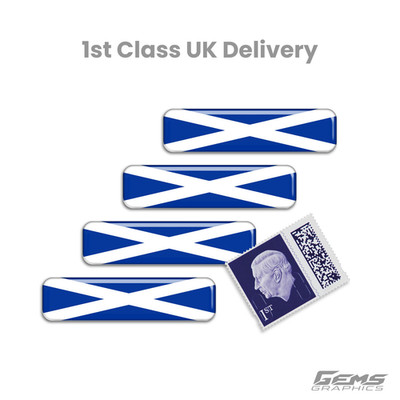 4 x 60 mm Schottische Saltire Flagge Aufkleber - blau & weiß - glänzend gewölbte Oberfläche