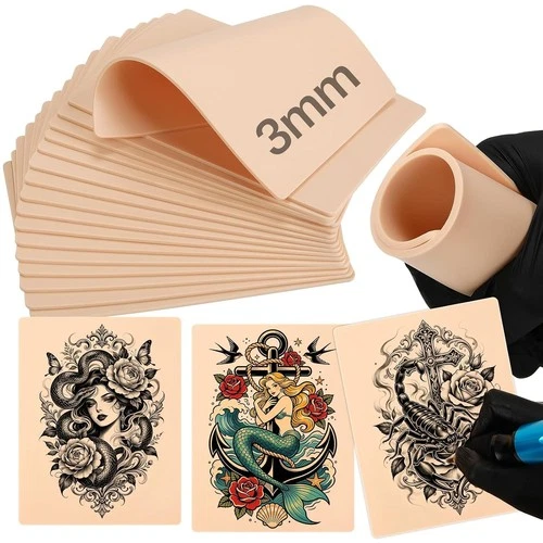 VelvetAura 3mm 24 Pack Blank Fake Skin – 8"x 6" Double Sided Tattoo Practice ... - product listing photo