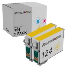 2pk YELLOW T124420 T1244 ink cartridge for 124 Epson Stylus NX420 NX125 NX430