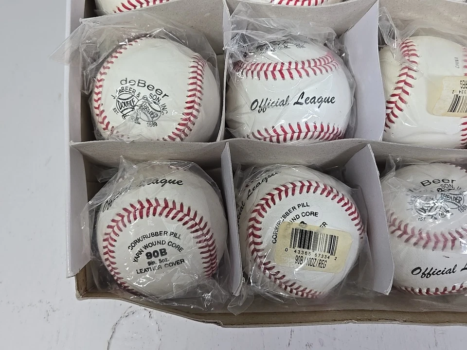 DeBeer & Son Liga Oficial (12) Pelotas de Béisbol 90B Corcho y Goma Relleno Hilo Núcleo Foto 4 de 4