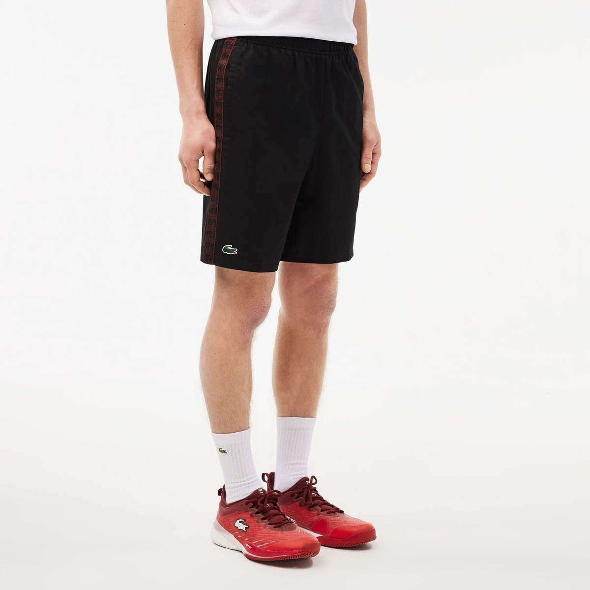 Men's Lacoste Diamond Taffeta Tennis Shorts in Black UK