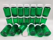 Lot of 20 Green Plastic Rx Pill Bottle 60 Dram 175cc 6 oz for Crafts/Storage