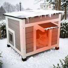 Insulated Weatherproof Cat House for Outdoor Indoor Feral Cats  Small Pets