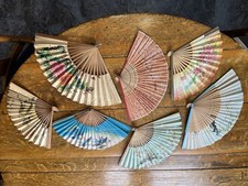 Lot of 9 Vintage Ladies Fans Cats Flowers Birds More
