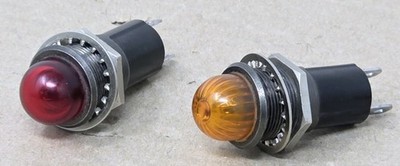 (Lot of 2) Vintage Dialco 75W 125V Amber & Red Dome Indicator Lamp