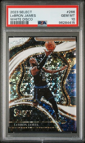 2023-24 Panini Select Courtside White Disco Prizm /75 LeBron James PSA 10 GEM MT