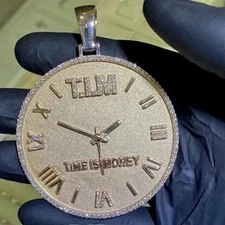 Men's Custom Letter Medallion Pendant 2Ct Real Moissanite 14K Yellow Gold Plated