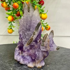 1.47LB Natural Agate Geode Hand Carved Nine-tailed Fox Quartz Crystal Decor